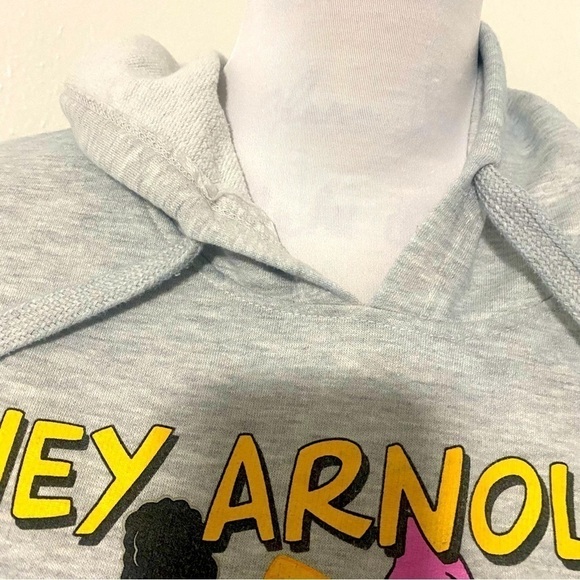 Nickelodeon Hey Arnold Graphic Print Hoodie Unisex XXL Youth Heather Gray EUC - Picture 3 of 8